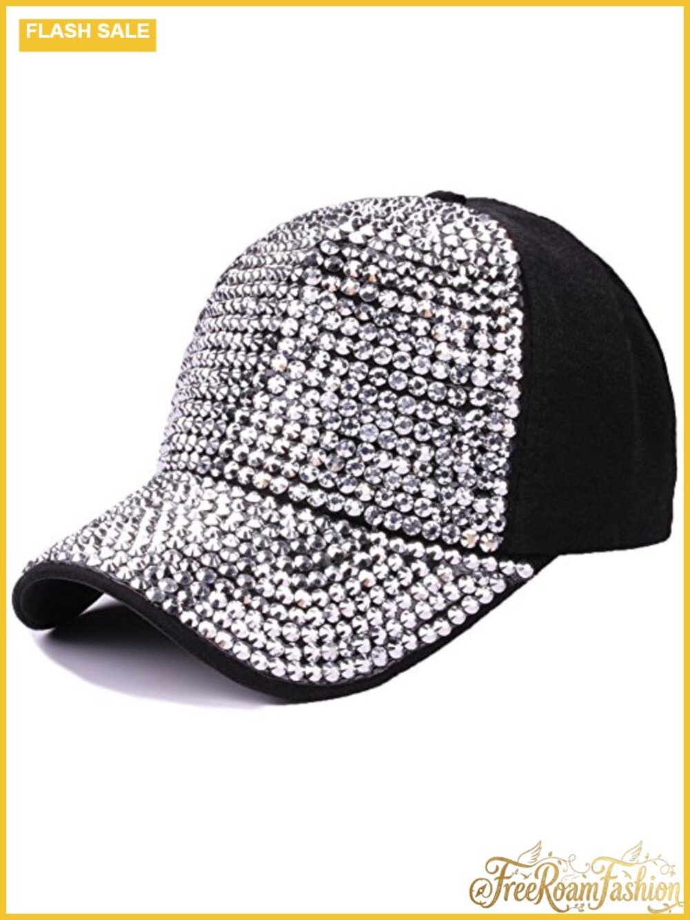 Studded Rhinestone Adjustable Baseball Cap Sparkle Bling Denim Sun Hat